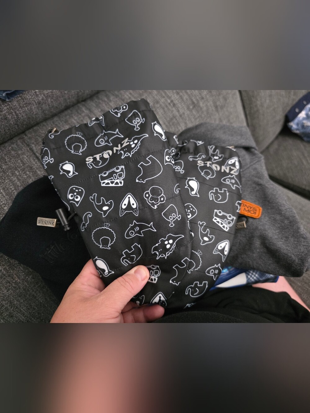 Stonz Black Kids One-Piece Footie with White Animal Icons 12-24mois Baby